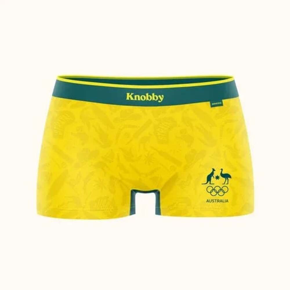 Knobby Green and Gold Australian Olympic Team Girls Shortie Underwear Size 8/10